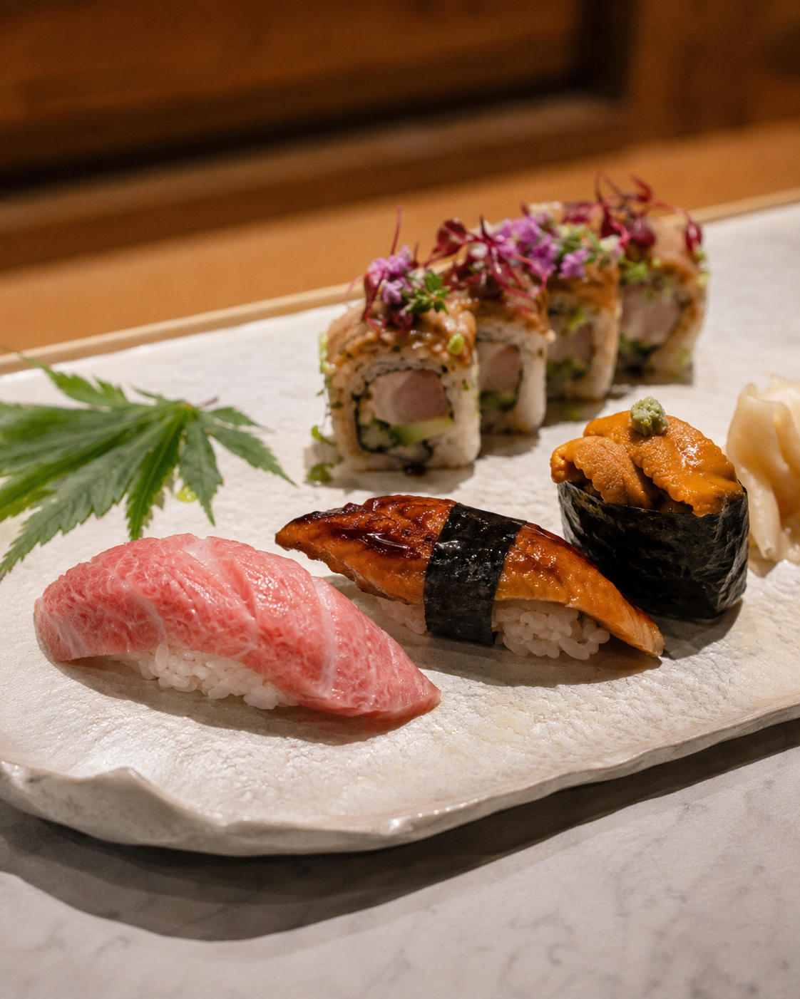 Nigiris, gunkan de uni y roll de autor de LUP Sushi
